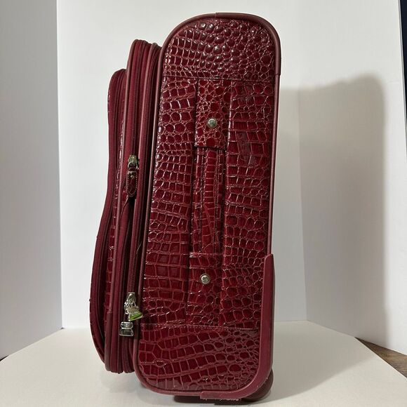 Kathy Van Zeeland Croco PVC Designer Luggage Bag Expandable Burgundy 22” - Picture 16 of 16